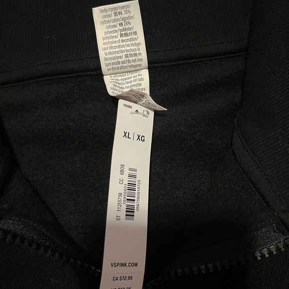 🆕 NWT PINK Victoria's Secret Black Ivy Fleece Half-Zip Sweatshirt - Picture 5 of 6